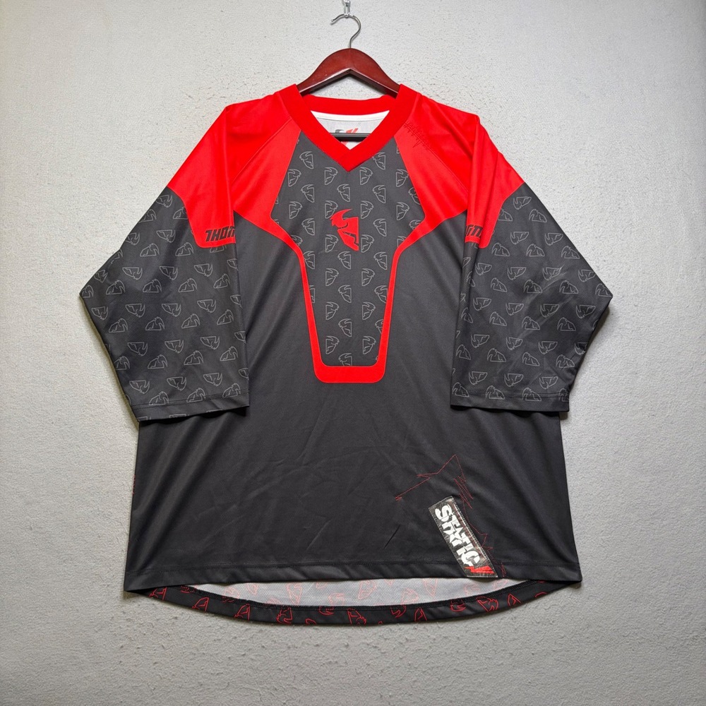 Thor Motocross Jersey Mens XL Red Grey Static Series 2005 Y2K Vintage MX Gear